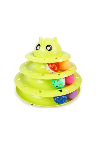 Gobypet 3 Katlı Toplu Yuvarlak Kedi Oyuncağı Sarma Topu Yeşil Toplu Yuvarlak Kedi Oyuncağı Kedi Eğlencesi