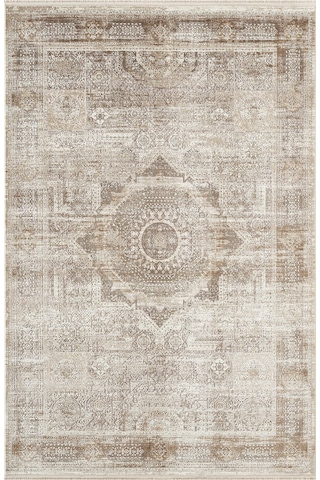 Matris Mı005r Krem Kahve Halı Modern Pamuk Taban Akrilik Tozuaz Salon Yatak Odası Koridor Halısı-1333