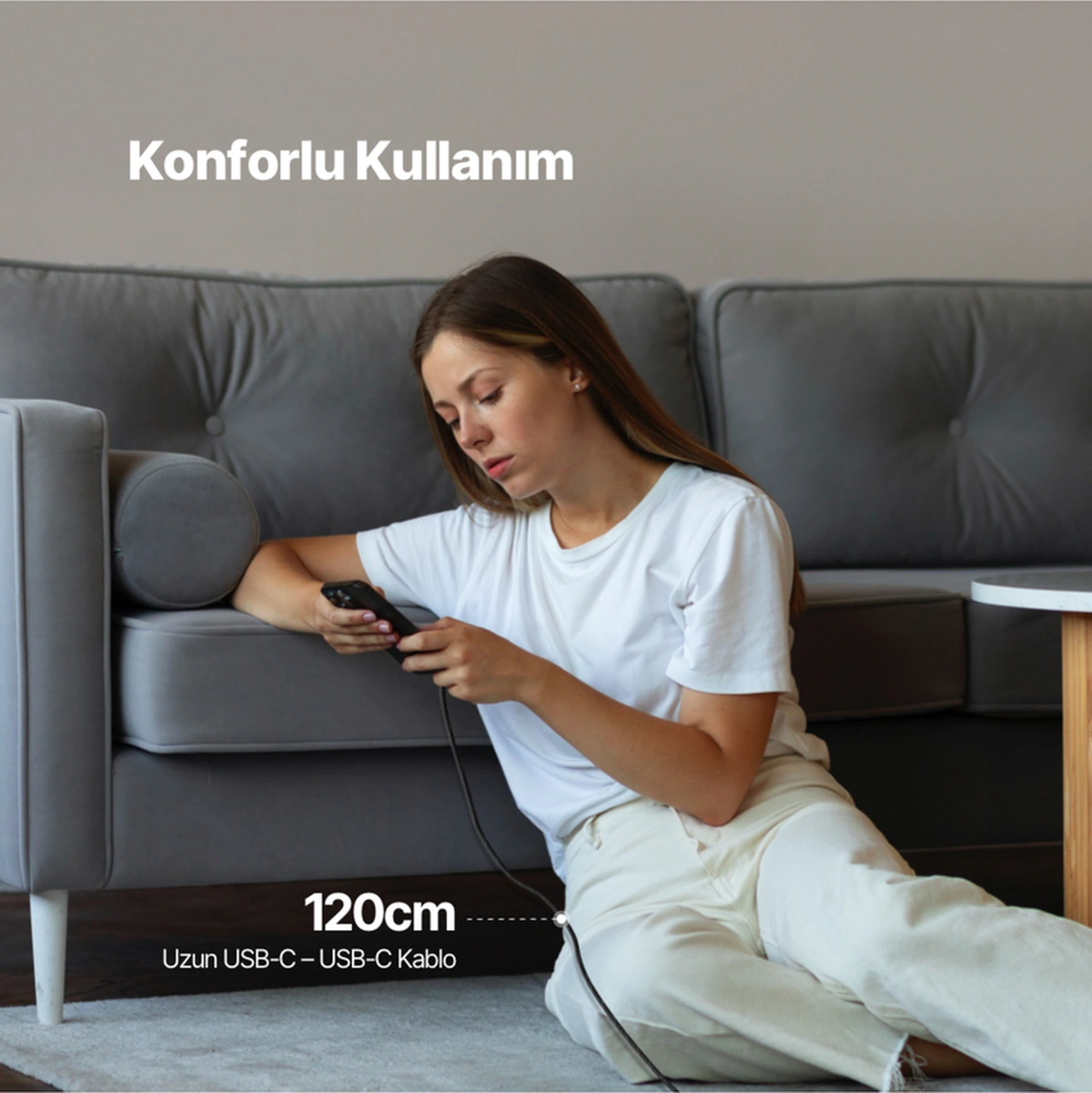 Ekstra Dayanıklı Transparan Usb-c Usb-c 60w Pd/qc 120cm Hızlı Şarj/data Kablosu Siyah 2dk58s