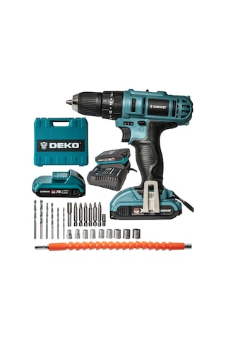 Deko 24V 5 Ah Li-ion Çift Akülü Şarjlı Darbeli Vidalama Mavi + Parça Setli