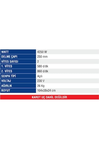 Mercure Mc-7550-A Açılı Sehbalı Karot Makinası