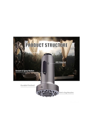 Konesam Mutfak Ve Banyo İçin Çekme Tipi 2 Fonksiyonlu Akış & Sprey Su Tasarruflu Lavabo Musluğu, G1/2 Bağlantı, Silikon Uçlar, Dayanıklı Abs Malzeme Diğer