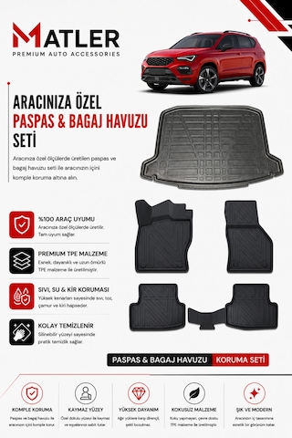 Seat Ateca 2025 Model 4d Ekstra Havuzlu Paspas Ve Bagaj Havuzu Set