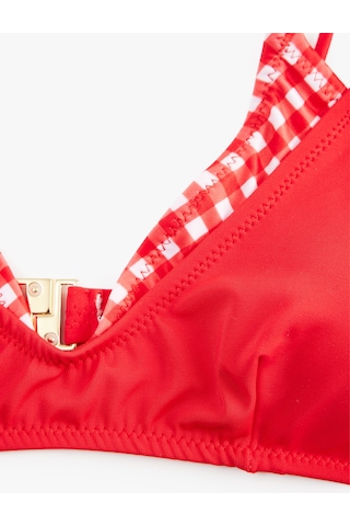 Koton Koton X Sibil Çetinkaya - Katmanlı Pötikareli Halter Yaka Bikini Üstü Kırmızı 6sak10247mm