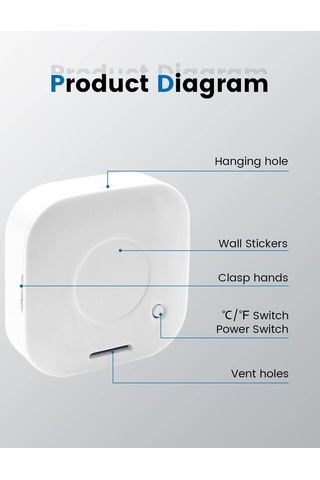 Zyzqstore Mini Termometre, Yüksek Doğruluklu Sıcaklık Ve Nem Ölçer, 1 Adet 1 Adet