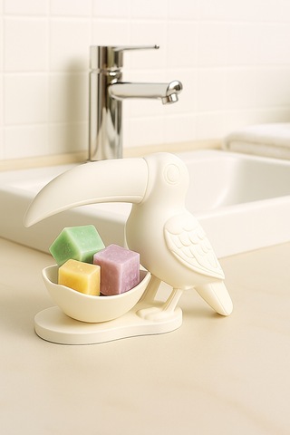 Oxyteez Kuş Figürlü Dekoratif Sunumluk Beyaz Renk Reçine Tasarım Ev Ve Ofis Dekorasyonu