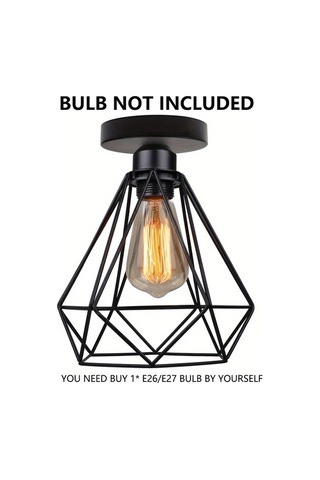 Dashanshop Siyah Modern Endüstriyel Yarı Gömme Tavan Lambası E27 E26 Oturma Odası Yatak Odası Siyah