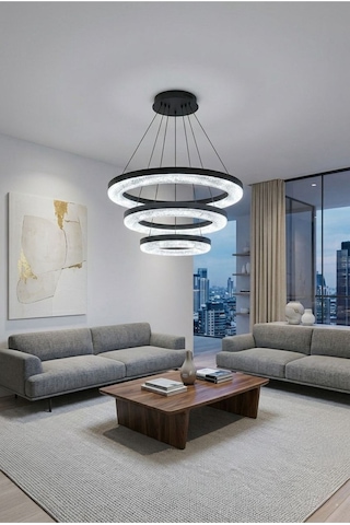 LumiaLighting Vera Model Siyah Kumandalı 3 Renk Modu Ledli Modern Salon Mutfak Çocuk Yatak Odası Led Avize