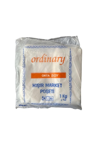 Ordinary Beyaz Market Poşeti Torbası Hışır Atlet Poşet Orta Boy 10 KG 26 x 50 CM
