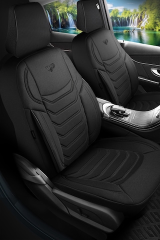 Siyah - Siyah Panda Manavgat Serısı Lakos Kumaş Oto Koltuk Kılıfı - Tam Set