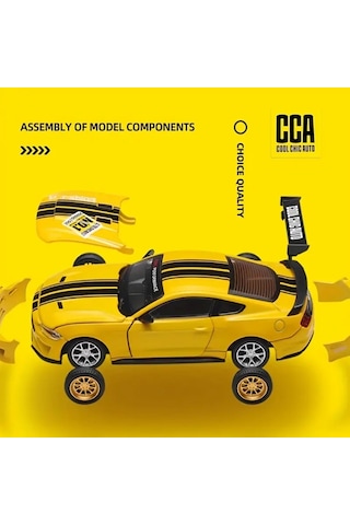 1 Kutu 1:42 Ford Mustang Gt 2018 Sarı Araba Modeli Modifiye Edilebilir, Kapıları Açılabilir, Aksesua