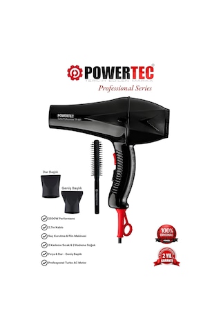 Powertec TR-901 Profesyonel Fön Makinesi + Berber Fön Fırçası