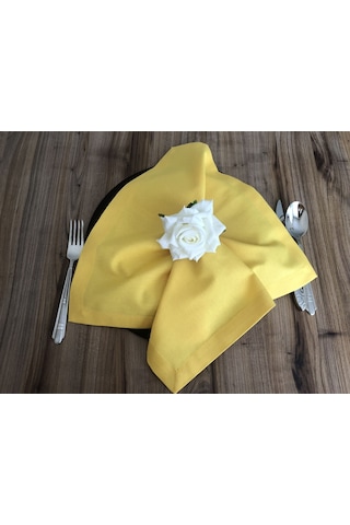 Sarı Kumaş Peçete 6 Adet 40x40 Cm Çok Renkli