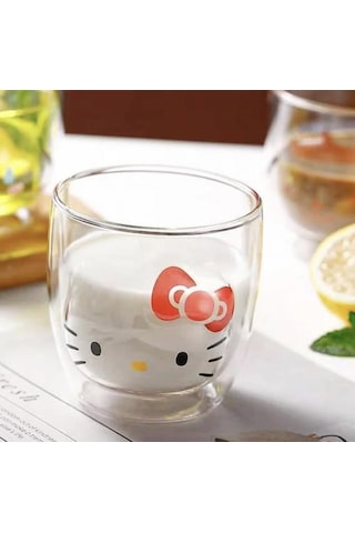 Hello Kitty Çift Cidarlı Cam Kupa-2005