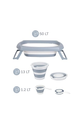 Wellgro 3 Parça Bebek Küvet Seti, Bebek Banyo Küveti 50 Litre