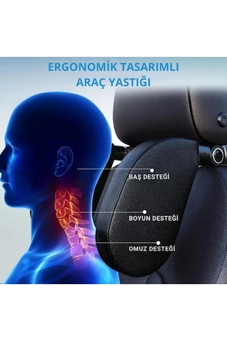 Coofbe Katlanabilir Ayarlanabilir Suni Deri Araç Yastığı Oto Seyahat Yastığı Araç Boyunluk Oto Yastık