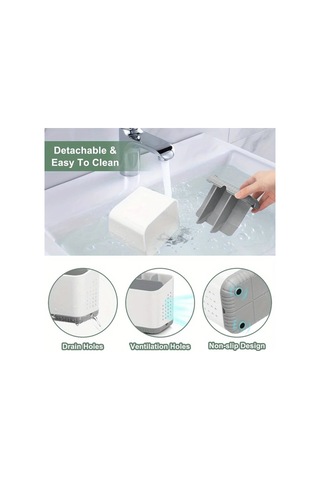 Elmpaly Beyaz Ve Gri Modern Diş Fırçası Askısı 4 Yuvalı Diş Macunu Saklama Plastik Banyo Depolama 1