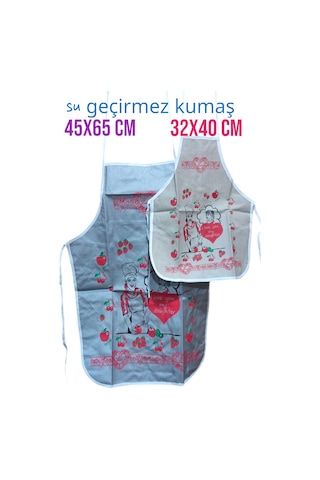 2'li Anne Kız Mutfak-boyama Önlüğü Seti Su Geçirmez Kumaş 32x40 Ve 45x65 Cm Ebatlar