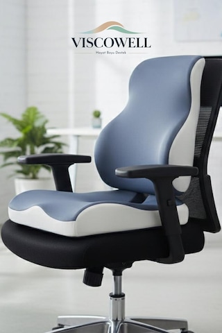 Visco Ortopedik Ergonomik Ofis Koltuk Koksiks Oturma Minderi Sırt Bel Destek Minderi Yastığı Seti