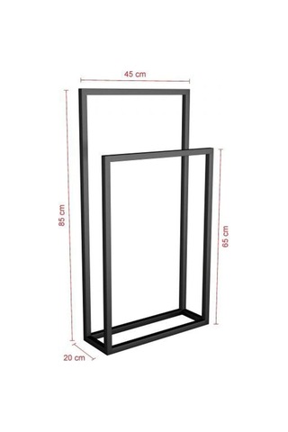 Aju Havluluk Metal Ayaklı Askılık - Çift Katlı Havlu Kurutma Askısı - Banyo - Mutfak - Havuz Kenarı Mat Siyah