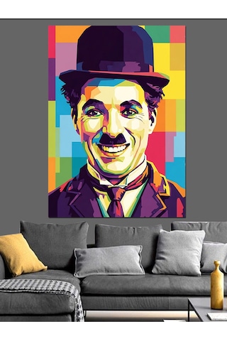 Charlie Chaplin Ünlü Portre Dekoratif Kanvas - Mdf Ahşap Tablo