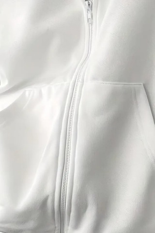 Cool Tarz Unisex Beyaz Fermuar Kapüşonlu Sweatshirt Beyaz Beyaz