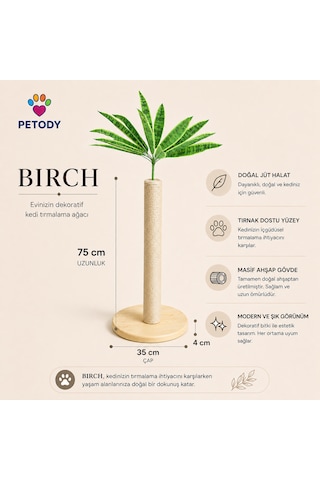 Petody Birch - Doğal Ahşap Kedi Tırmalama Ağacı