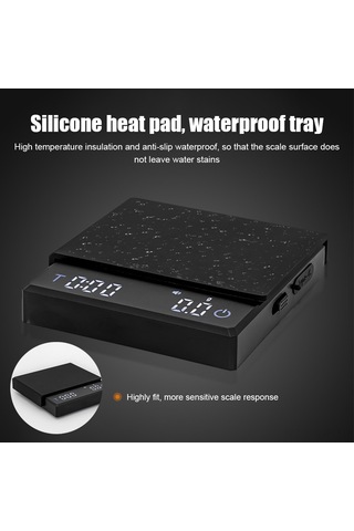 Xiyyadms "profesyonel Kahve Terazisi: 0.1g Hassasiyet, 3 Modlu, Type-c Şarjlı, Zamanlayıcılı, Silikon Kılıflı" Siyah