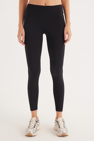 Tudors Kadın Süper Slim Beli Lastikli İnterlok Standart Boy Normal Siyah Tayt-33526 siyah