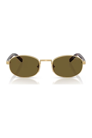 Prada Pr B53s 5ak09z 52 Unisex Oval Gold Metal Güneş Gözlüğü Altın