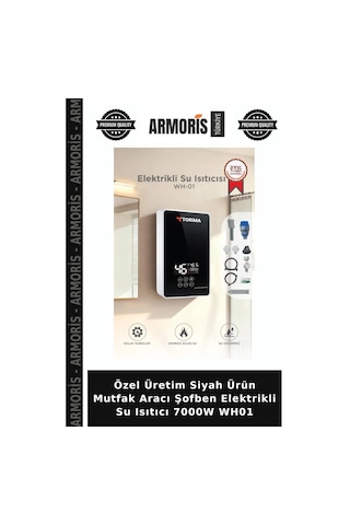 Özel Üretim Siyah Ürün Mutfak Aracı Şofben Elektrikli Su Isıtıcı 7000w Wh01