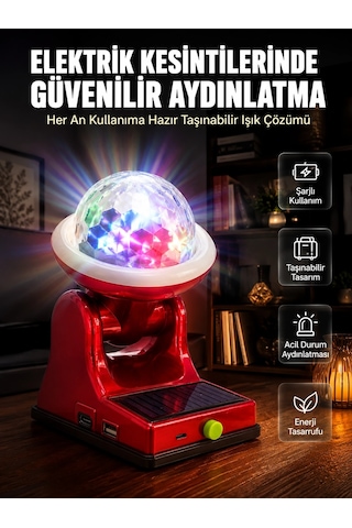 Zenvia Çok Amaçlı Şarjlı Led Projektör Lamba Solar Enerjili Rgb Ambiyans Ve Parti Işığı Znv2026