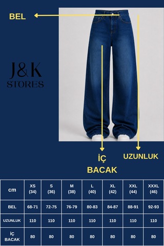 J&kstores Baggy Salaş Pocket Bol Paça Retro Görünümlü Jean Pantolon Lacivert