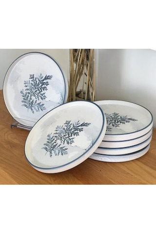 Keramika Blue Magic Stackable 21 Cm 6 Kişilik Pasta Tabağı Beyaz