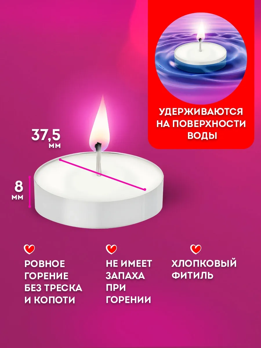 Laıma Çay Mumları, Hediye Seti 100 Adet, 3,5 Saate Kadar Yanma Süresi 241735951 Beyaz