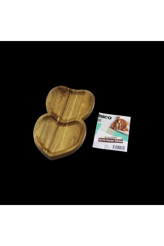 Akasya Kalpli 2 Bölmeli Ahşap Servis Tepsisi 25x14x1.4 Cm Açık Mavi