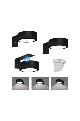 Wezone 3'lü Manyetik Sanat Lambası Seti - Siyah Kasa, 3 Renk Seçeneği, Uzak Kumanda Ve Zamanlayıcı Fonksiyonu İle Duvar Sanatları İçin Işıklama Siyah