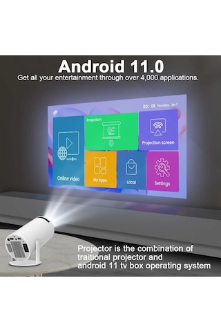 4k Magprojector Hy300 Pro - Android 11 Projektör, Çift Wifi6,