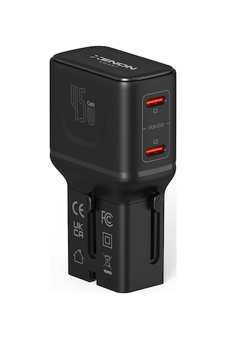 Xenon Smart Priz Dönüştürücü 45w Gan Hızlı Şarj, 200+ Ülke, 2x Usb-c, Pd Pps, Seyahat Adaptörü X6409