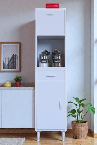 Eliusta Avelin Kapaklı Mini/midi Fırın Dolabı 35 Cm Beyaz Çok Fonksiyonlu 35x163,4x32,5 Cm Mutfak Dolabı Beyaz