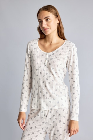 Defacto Çiçekli Düğme Detaylı Regular Fit Uzun Kollu 2li Pijama Takımı F9837ax26auer85 Ekru-er85