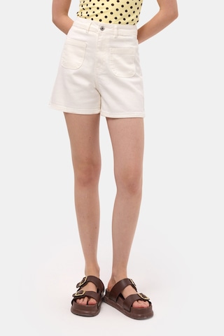 Itsbasic Kadın Kırık Beyaz 7s6-101 Midi Mom Fit Elastan Kumaş Denim Şort