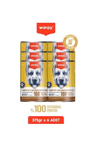 6 Adet Tahılsız Köpek %100 Gerçek Et Biftekli Konserve 375 Gr