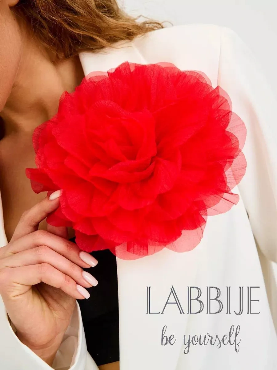 Labbıje Büyük Broş Kumaş Çiçek Fiyonk 216118724 Kırmızı