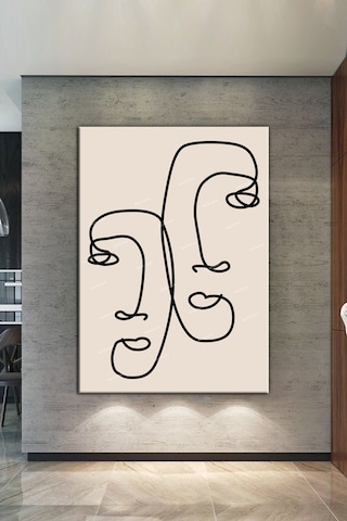 Yüzler ve Suretler Minimalist Modern Sanatsal Kanvas Tablo 50 x 70