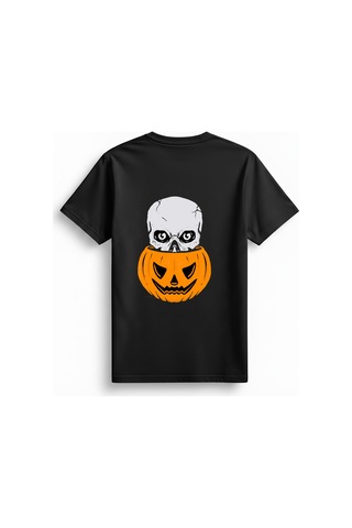 Paybuy Kabak Kurukafa Halloween Sanatı Baskılı Kadın Tişört Siyah