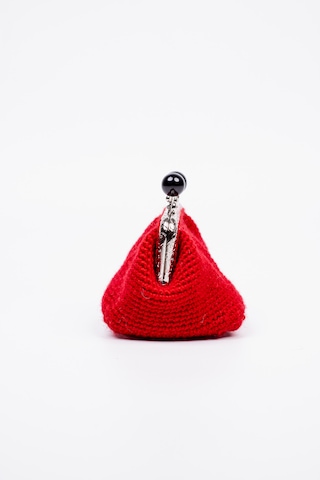 Fabric Craft Bag Bozuk Para Cüzdanı Merserize Pamuk Klipsli Örgü Kırmızı