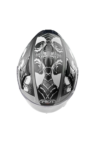 Pilot Snake Sv Matt Skull Full Face Kapalı Kask Siyah