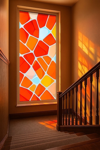 Vitray Desen Yapışkanlı Şeffaf Folyo 67cmx 2 Metre Turuncu