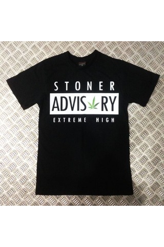 Stoned&Fame Stoner Advısory Baskılı T-shirt SIYAH